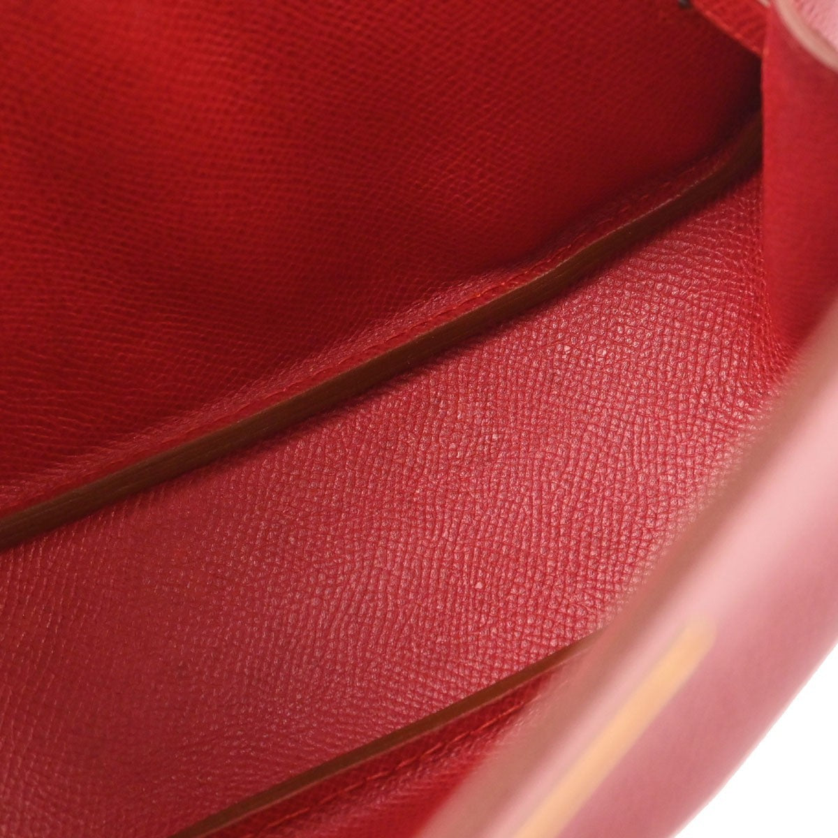 Hermès Vermilion Courchevel Banana Kelly Clutch Bag