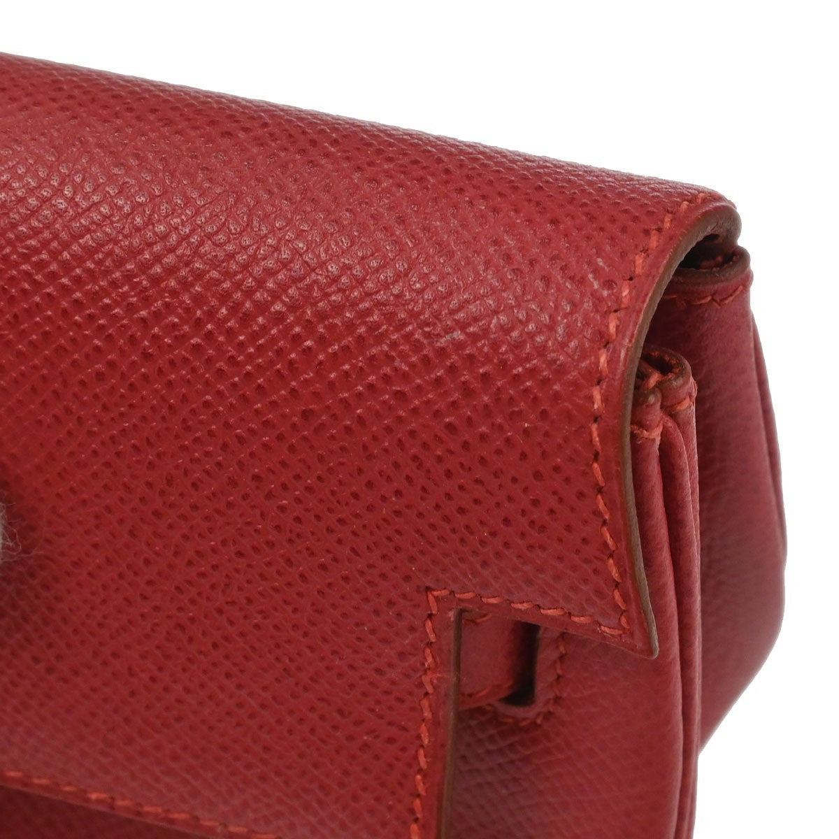 Hermès Vermilion Courchevel Banana Kelly Clutch Bag