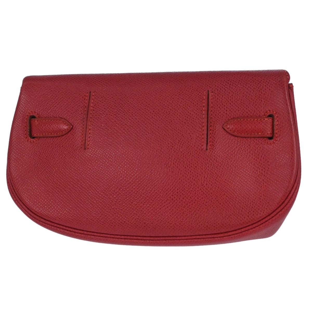Hermès Vermilion Courchevel Banana Kelly Clutch Bag