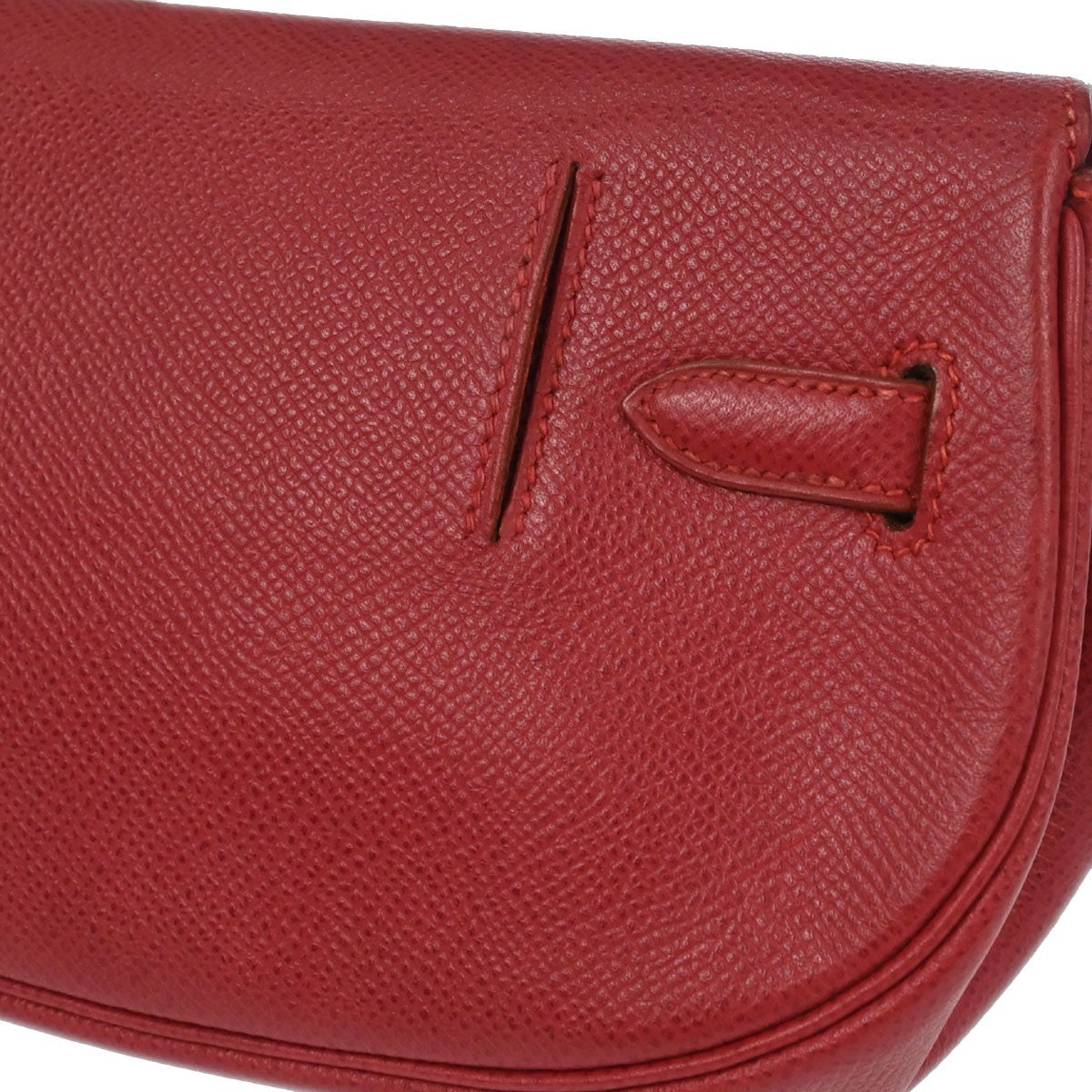 Hermès Vermilion Courchevel Banana Kelly Clutch Bag