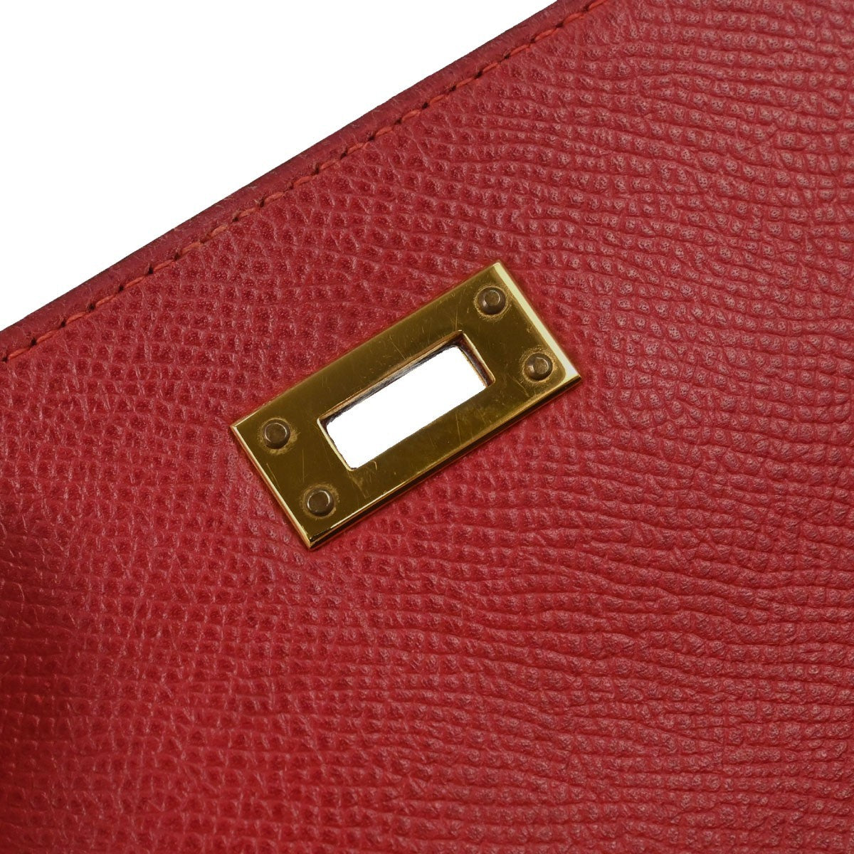 Hermès Vermilion Courchevel Banana Kelly Clutch Bag