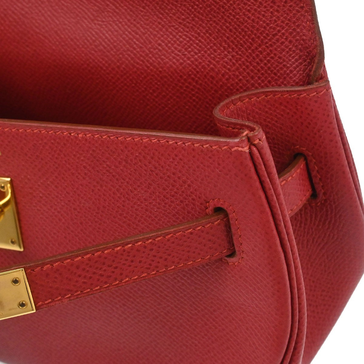 Hermès Vermilion Courchevel Banana Kelly Clutch Bag