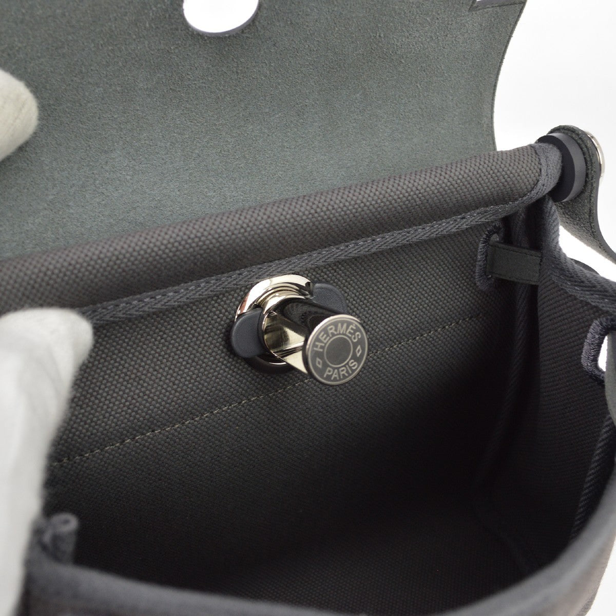 Hermès Ardoise Toile H Herbag Zip 20 Retourne