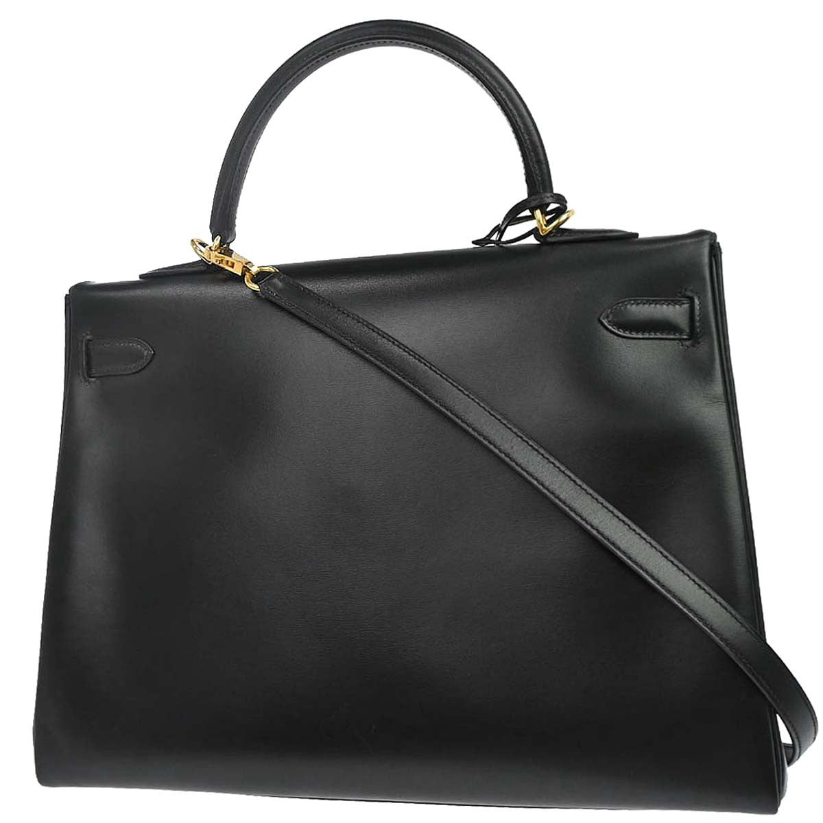 Hermès Black Box Calf Kelly 35 Retourne 2way Handbag