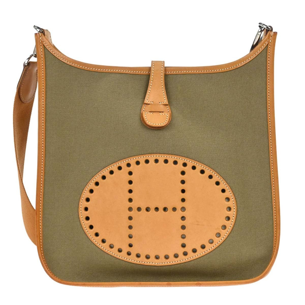 Hermès Natural Khaki Barenia Toile Officier Evelyne 2 29 PM