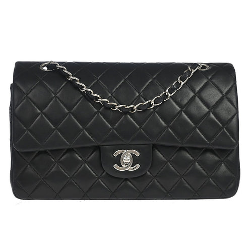 Chanel Black Lambskin Medium Classic Double Flap Shoulder Bag