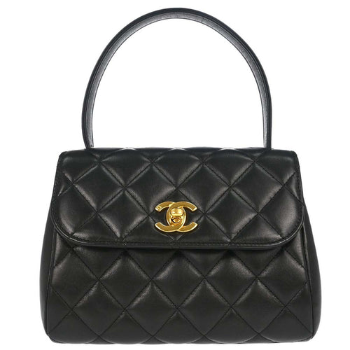 Chanel Black Lambskin Top Handle Handbag