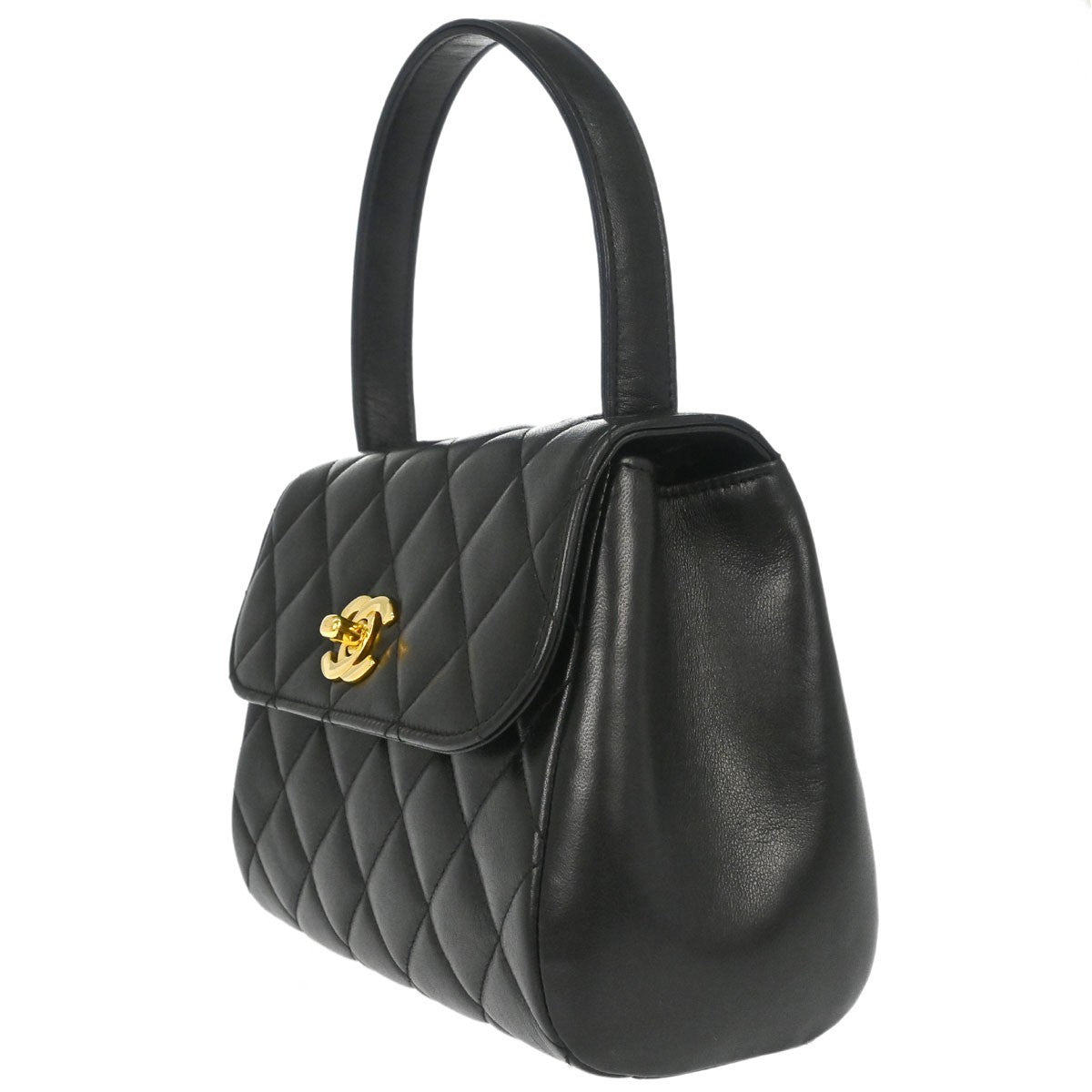 Chanel Black Lambskin Top Handle Handbag