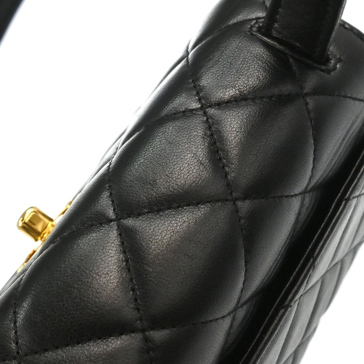 Chanel Black Lambskin Top Handle Handbag
