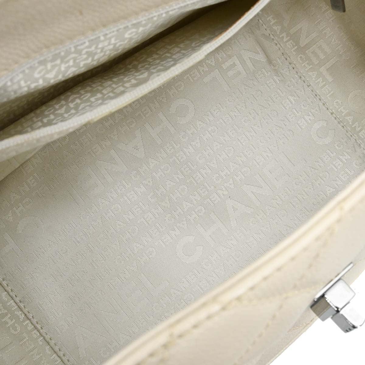 Chanel Off-white Calfskin Mademoiselle Lock Handbag