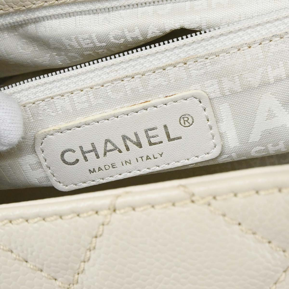 Chanel Off-white Calfskin Mademoiselle Lock Handbag