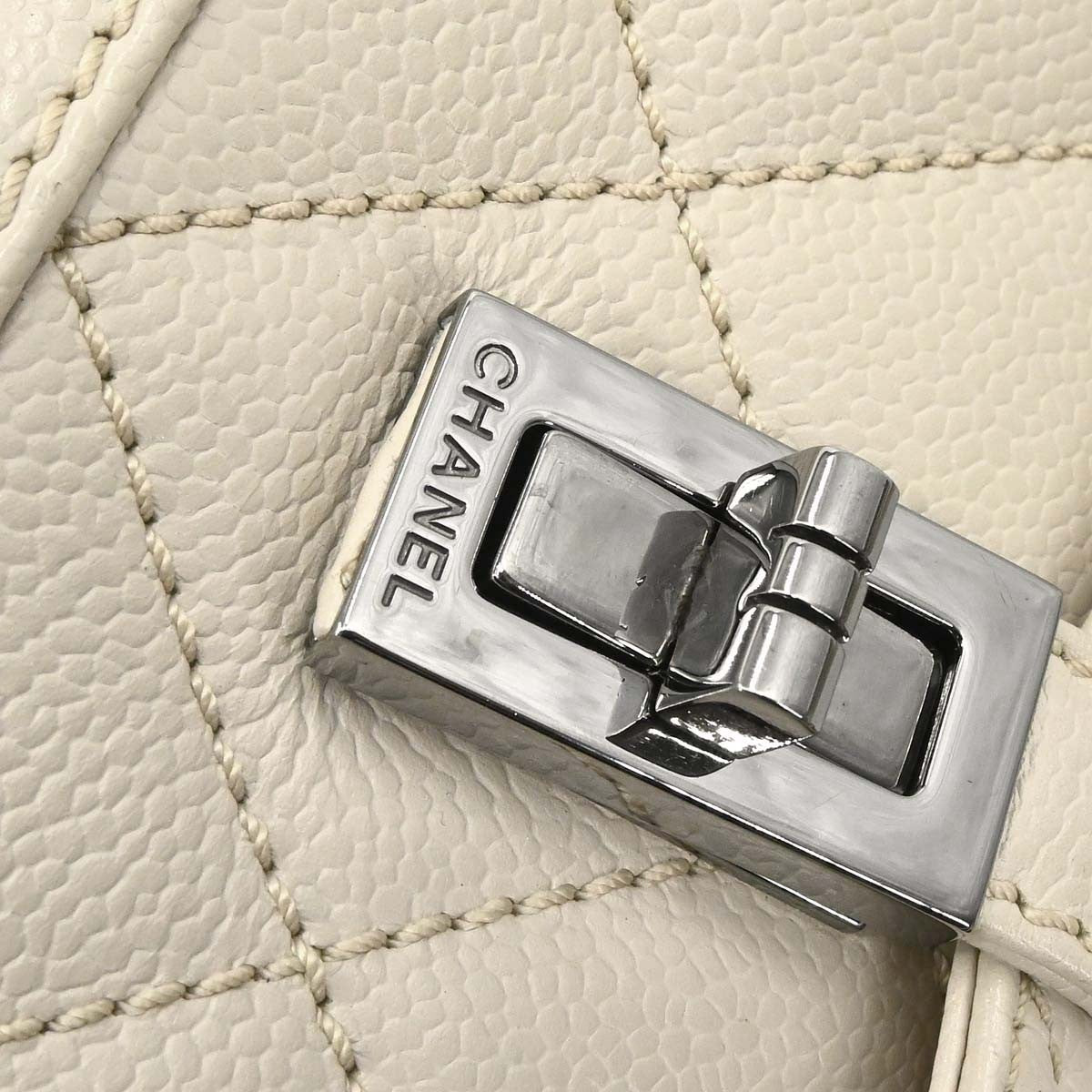 Chanel Off-white Calfskin Mademoiselle Lock Handbag