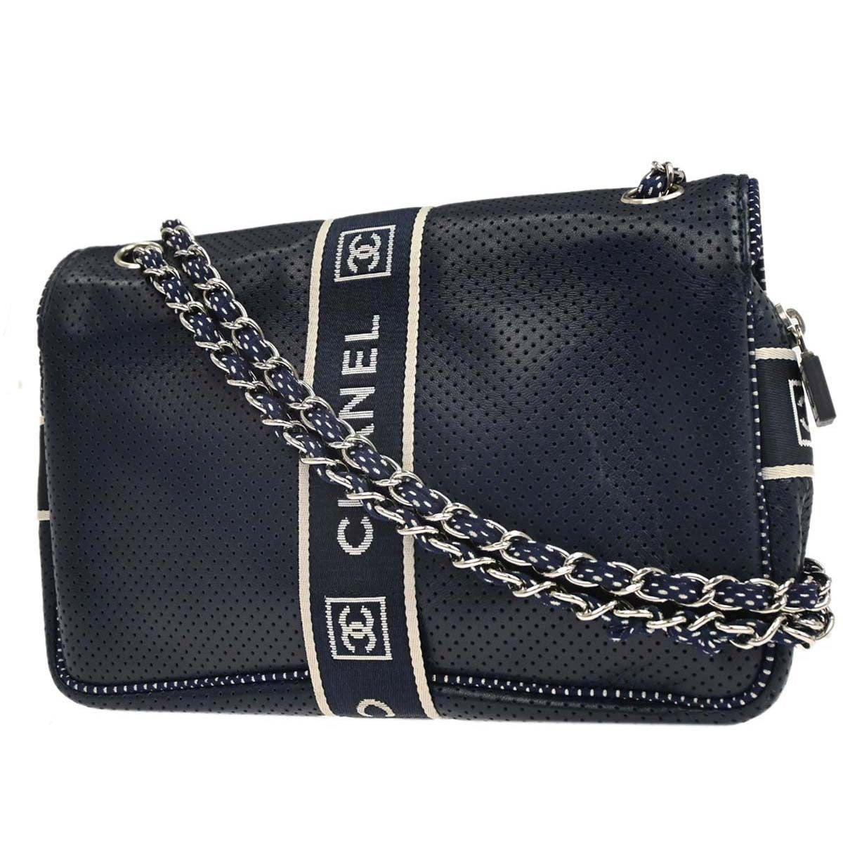 Chanel Navy Perforated Lambskin Sport Line Shoulder Bag