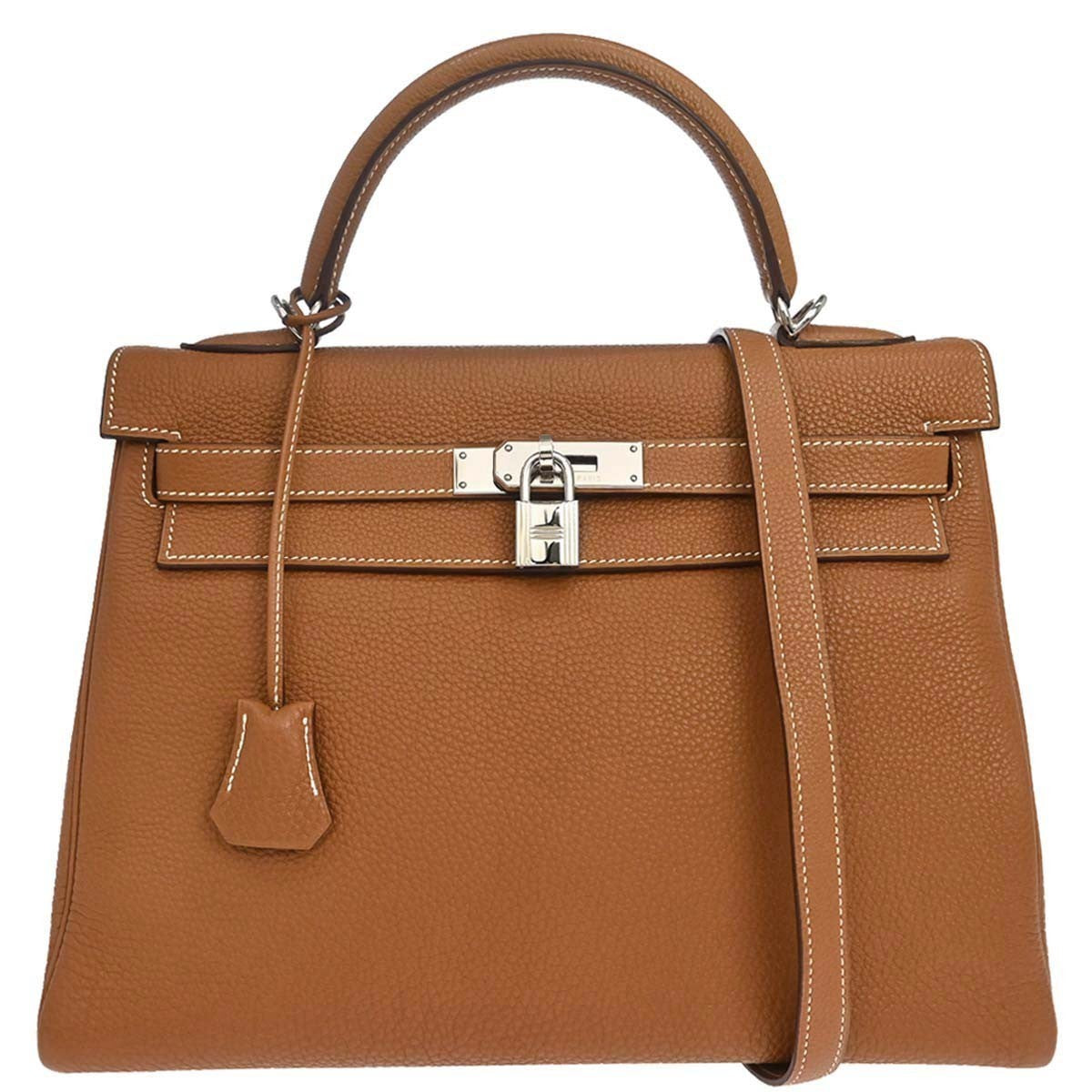 Hermès Gold Togo Kelly 32 Retourne 2way Shoulder Handbag