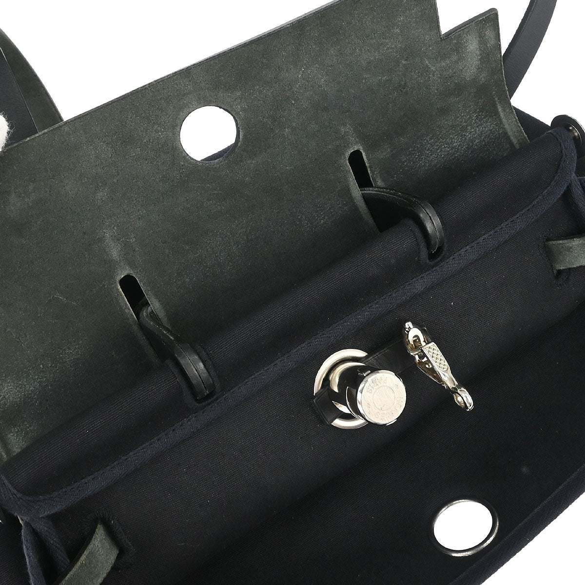Hermès Black Toile Officier Herbag a Dos 2 in 1 Backpack