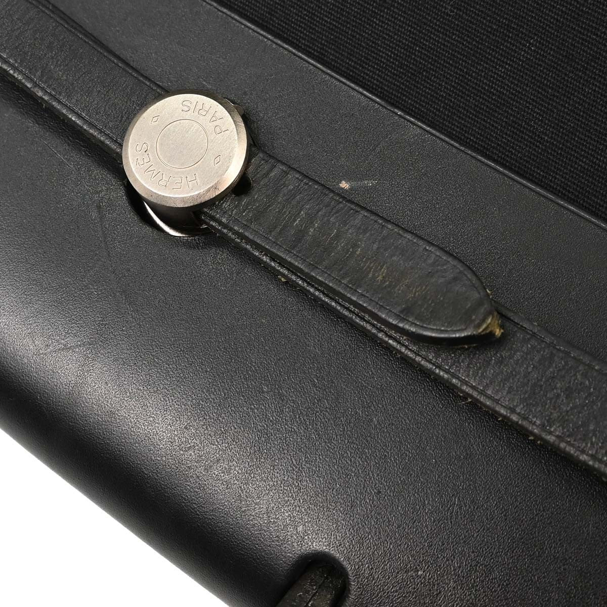 Hermès Black Toile Officier Herbag a Dos 2 in 1 Backpack