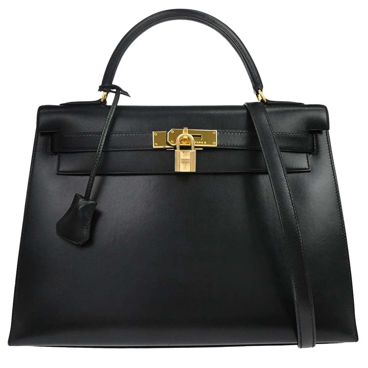 Hermès Black Box Calf Kelly 32 Sellier 2way Handbag
