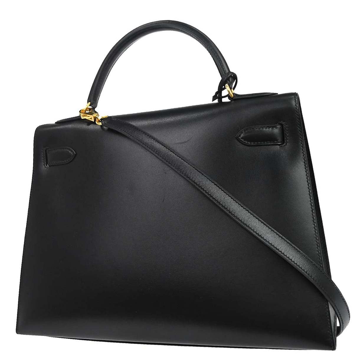 Hermès Black Box Calf Kelly 32 Sellier 2way Handbag