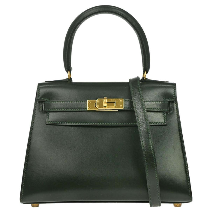 Hermès Vert Fonce Box Calf Mini Kelly 20 2way Sellier Handbag