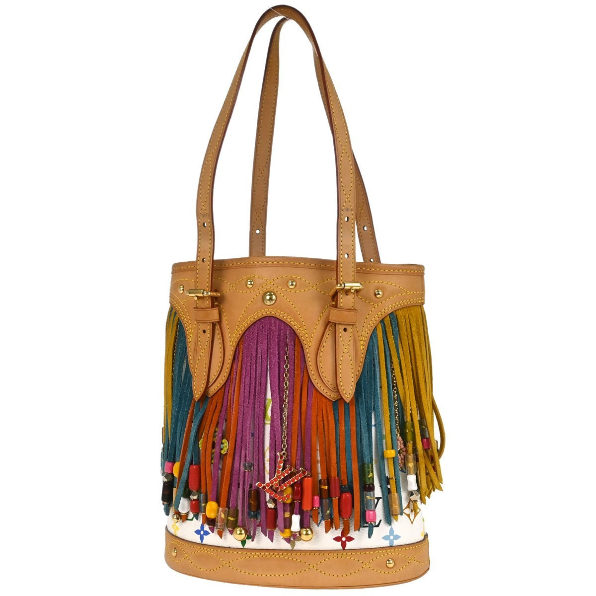 Louis Vuitton Monogram Multicolor Bucket Fringe Tote Bag