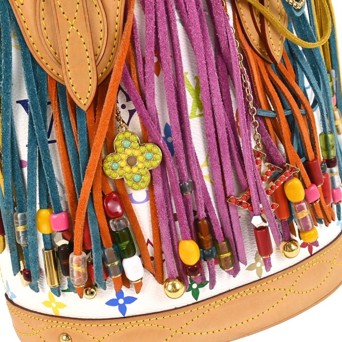 Louis Vuitton Monogram Multicolor Bucket Fringe Tote Bag