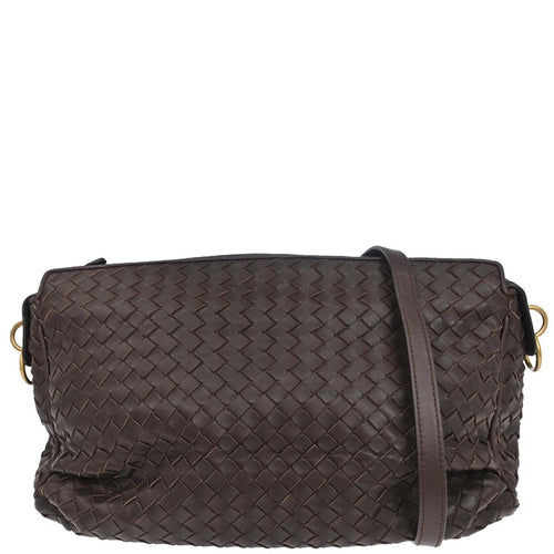 Bottega Veneta Brown Lambskin Intrecciato Shoulder Bag