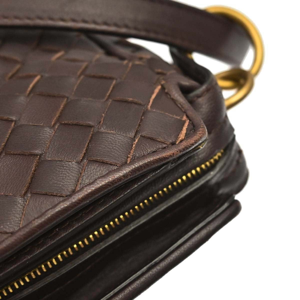 Bottega Veneta Brown Lambskin Intrecciato Shoulder Bag