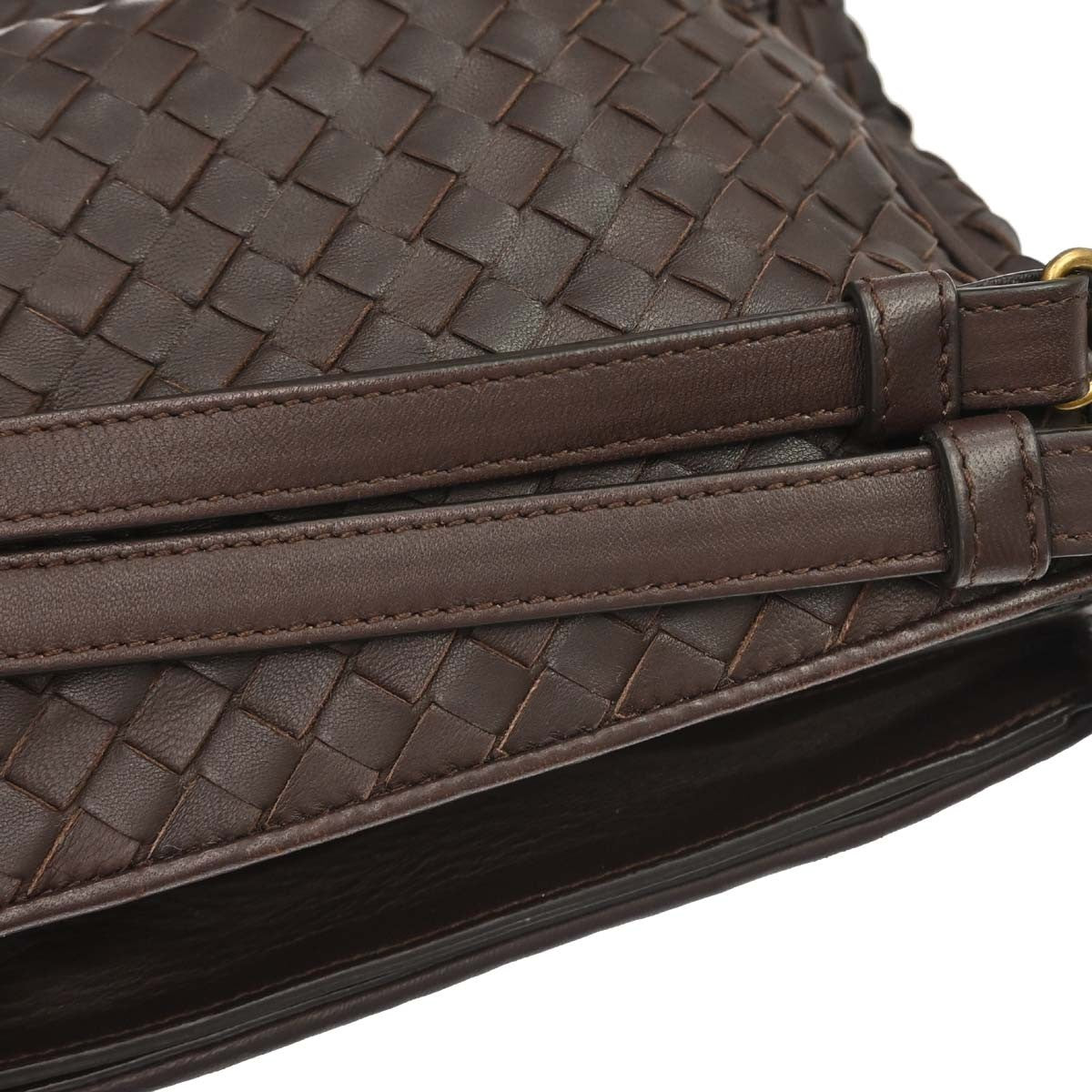 Bottega Veneta Brown Lambskin Intrecciato Shoulder Bag