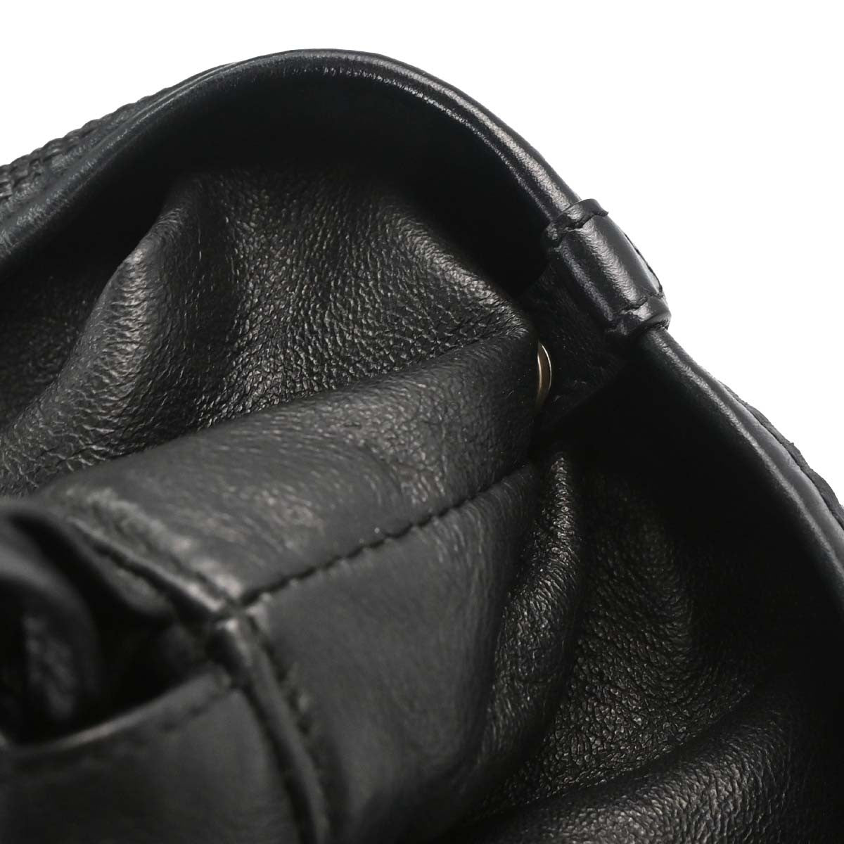 Saint Laurent Black Calfskin Teddy Drawstring Tote Handbag