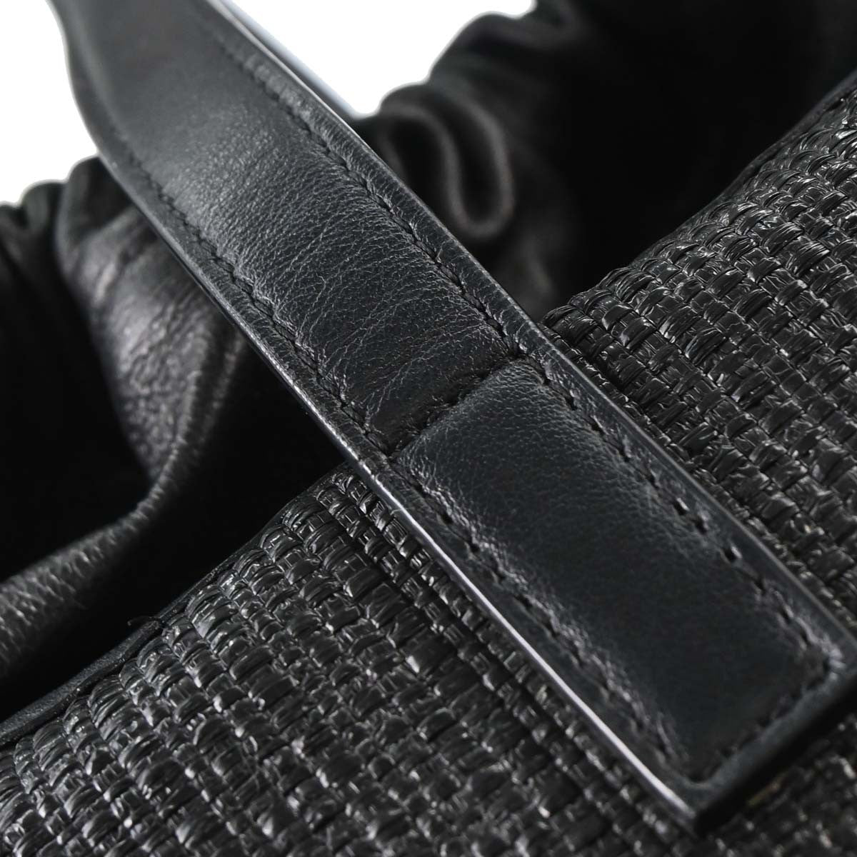 Saint Laurent Black Calfskin Teddy Drawstring Tote Handbag