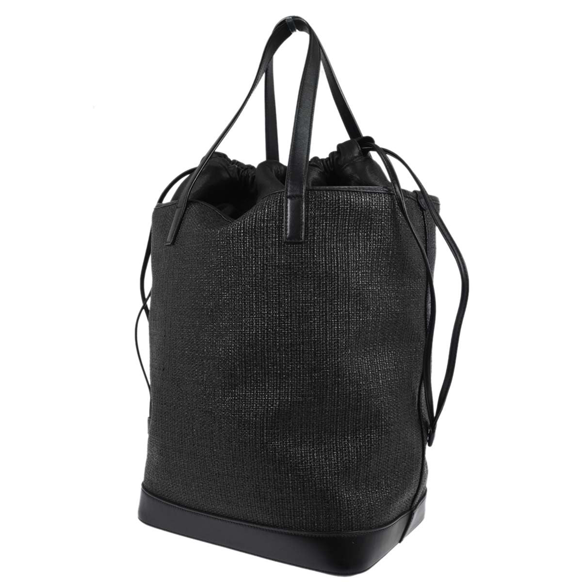 Saint Laurent Black Calfskin Teddy Drawstring Tote Handbag