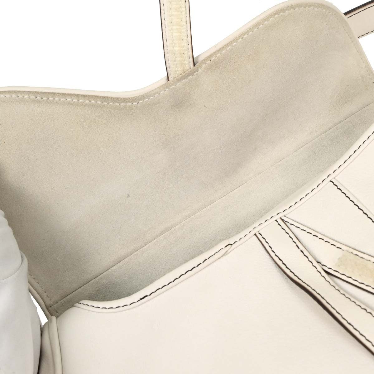 Christian Dior White Leather Saddle Handbag