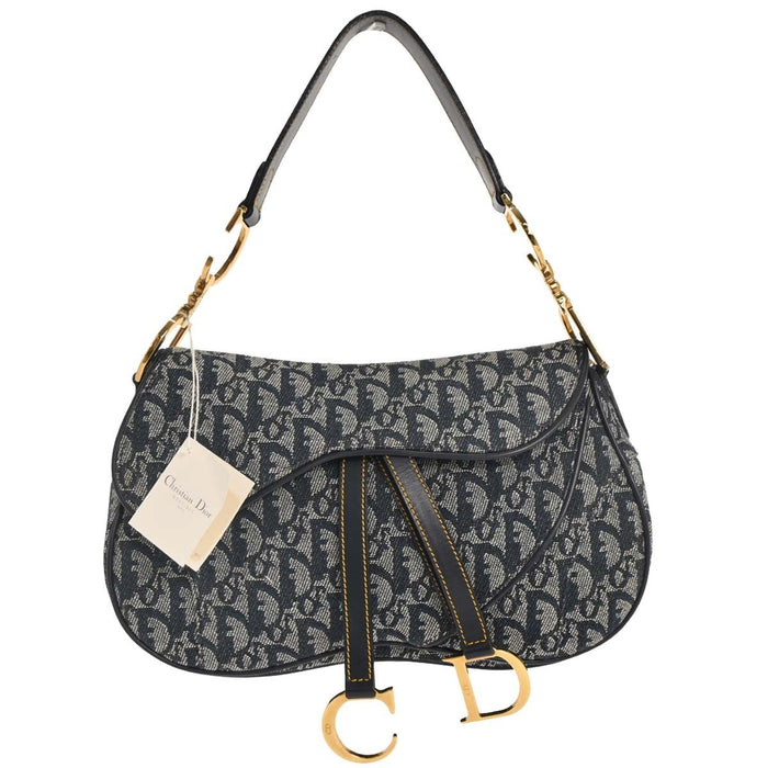 Christian Dior Navy Trotter Double Saddle Handbag