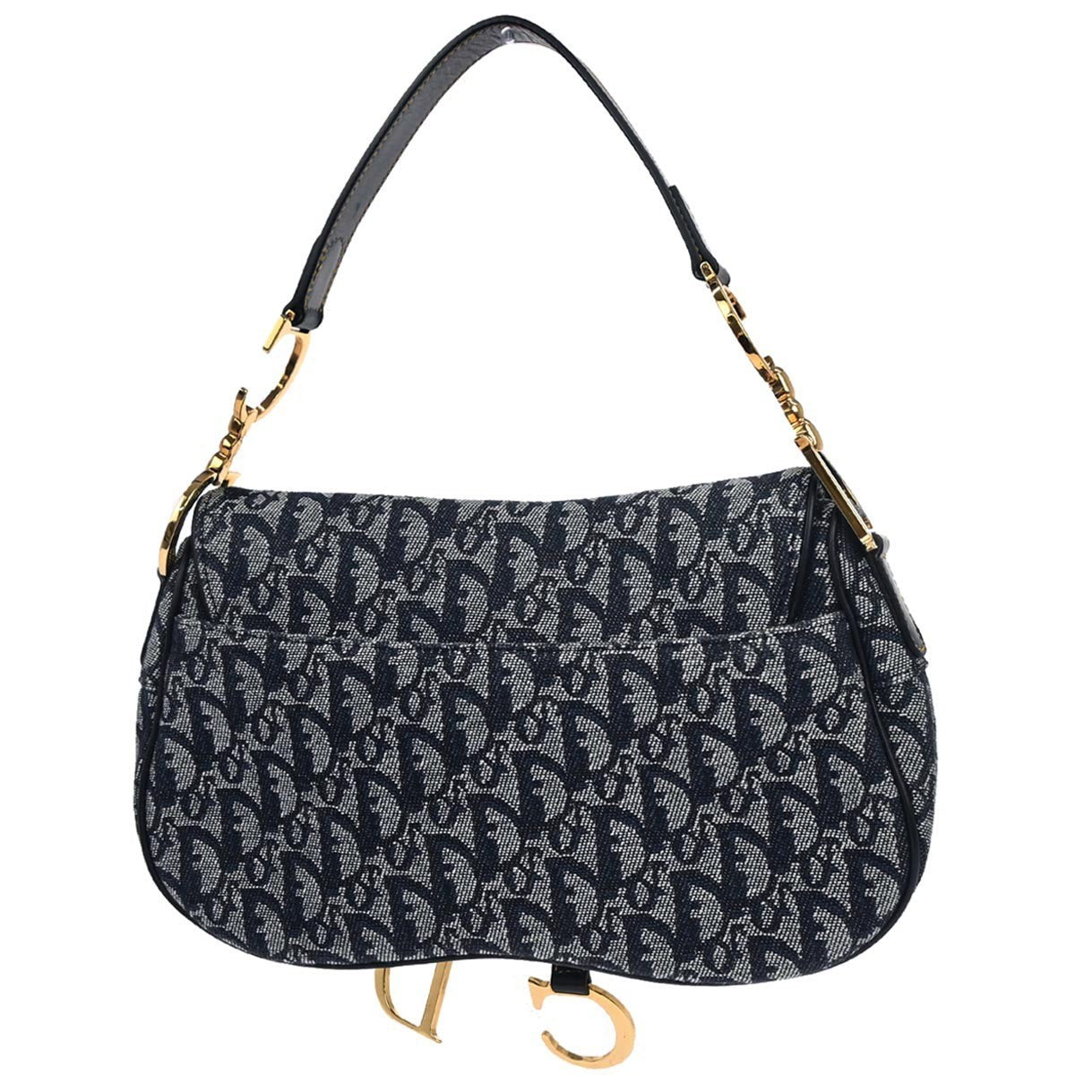 Christian Dior Navy Trotter Double Saddle Handbag