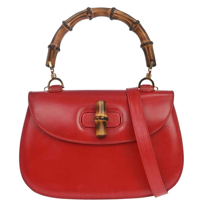 Gucci Red Bamboo 2way Handbag