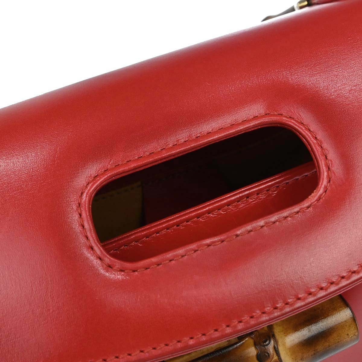 Gucci Red Bamboo 2way Handbag
