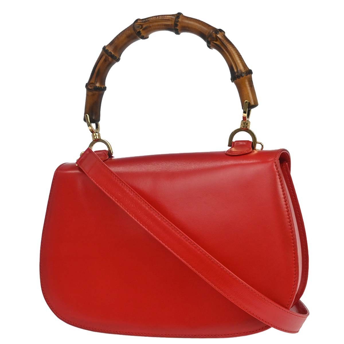 Gucci Red Bamboo 2way Handbag