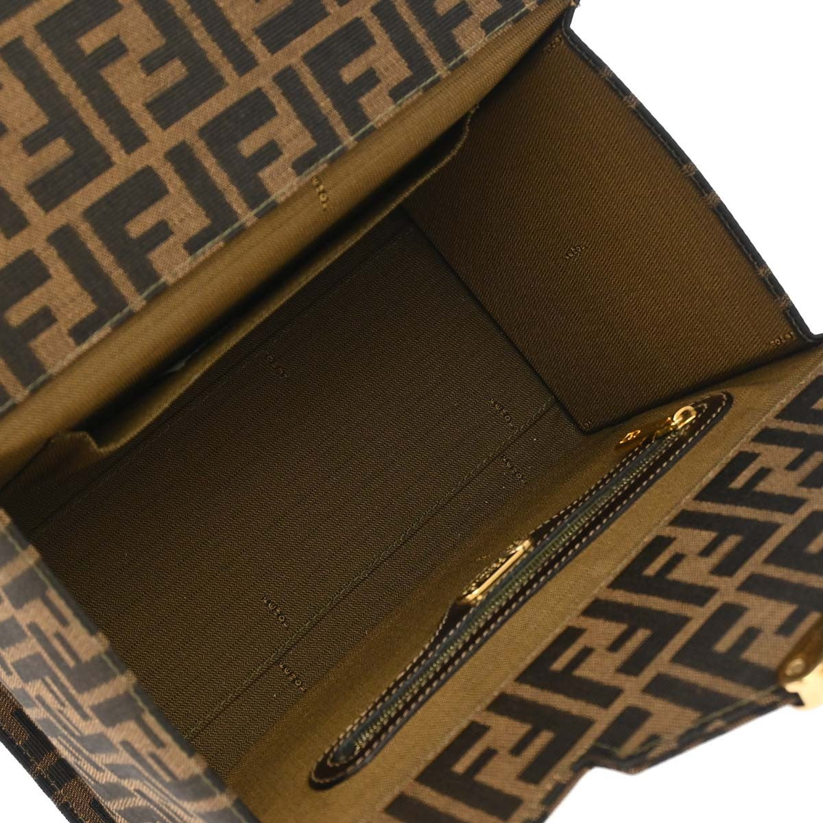 Fendi Brown Canvas Leather Zucca 2way Vanity Handbag