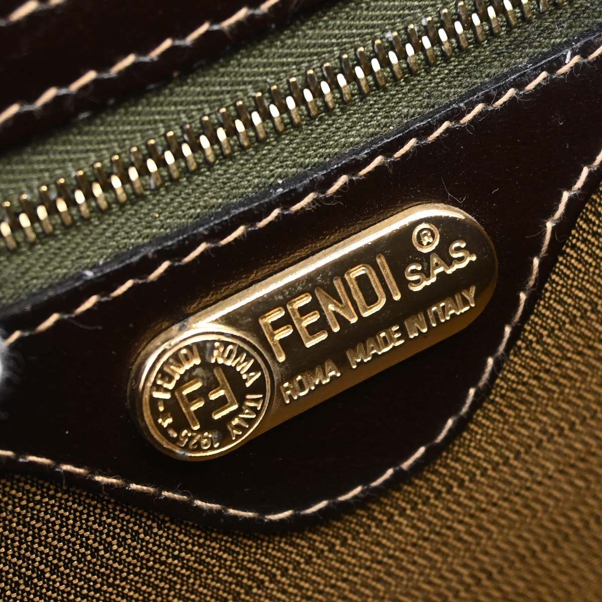 Fendi Brown Canvas Leather Zucca 2way Vanity Handbag