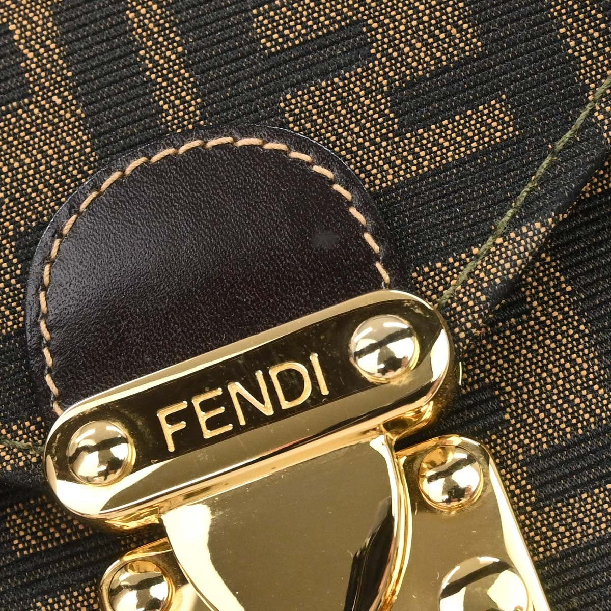 Fendi Brown Canvas Leather Zucca 2way Vanity Handbag