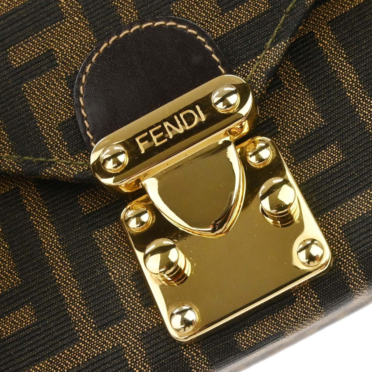Fendi Brown Canvas Leather Zucca 2way Vanity Handbag