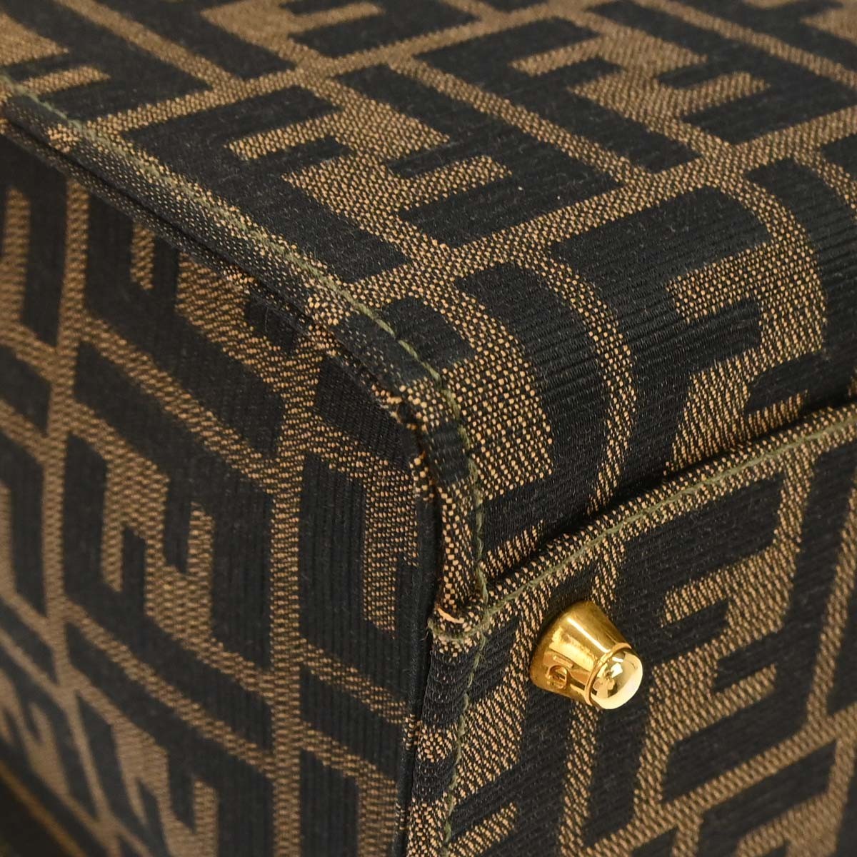 Fendi Brown Canvas Leather Zucca 2way Vanity Handbag