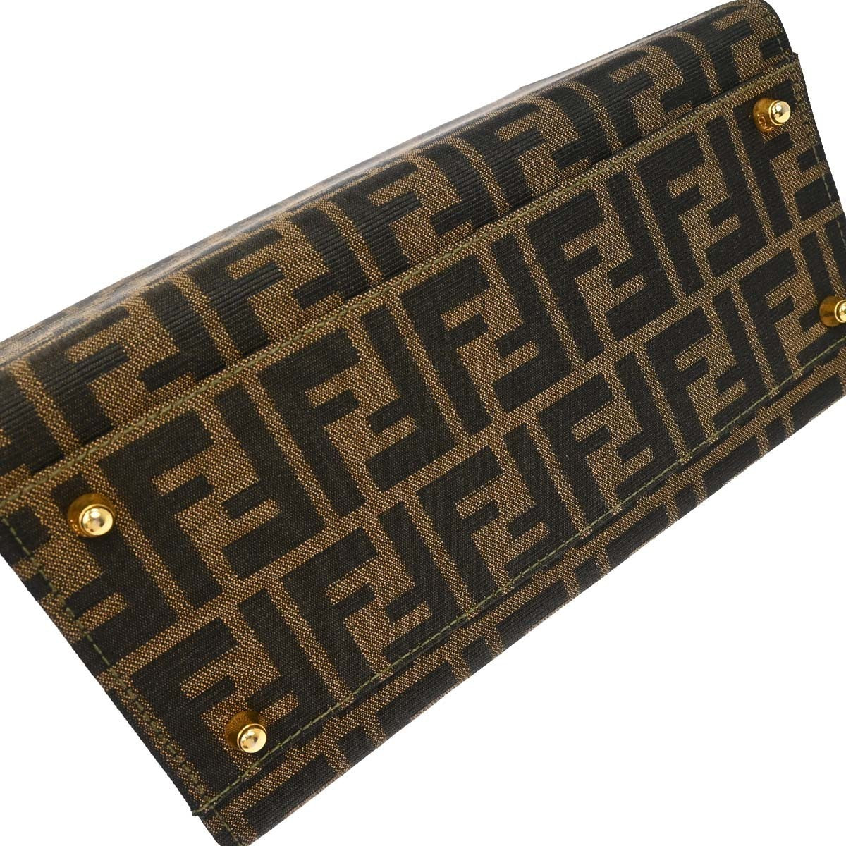 Fendi Brown Canvas Leather Zucca 2way Vanity Handbag
