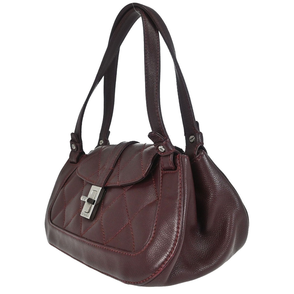 Chanel Bordeaux Calfskin Mademoiselle Lock Handbag