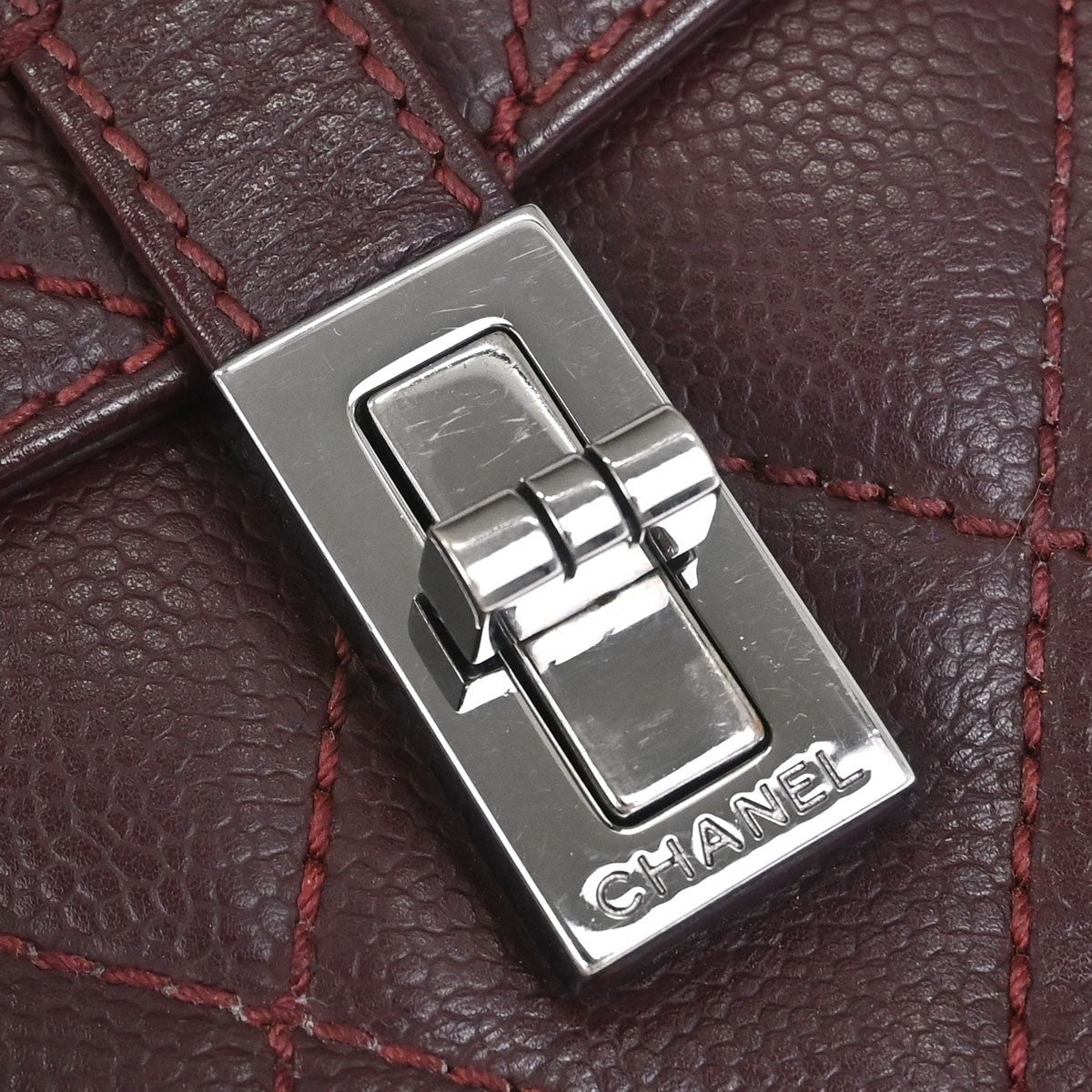 Chanel Bordeaux Calfskin Mademoiselle Lock Handbag