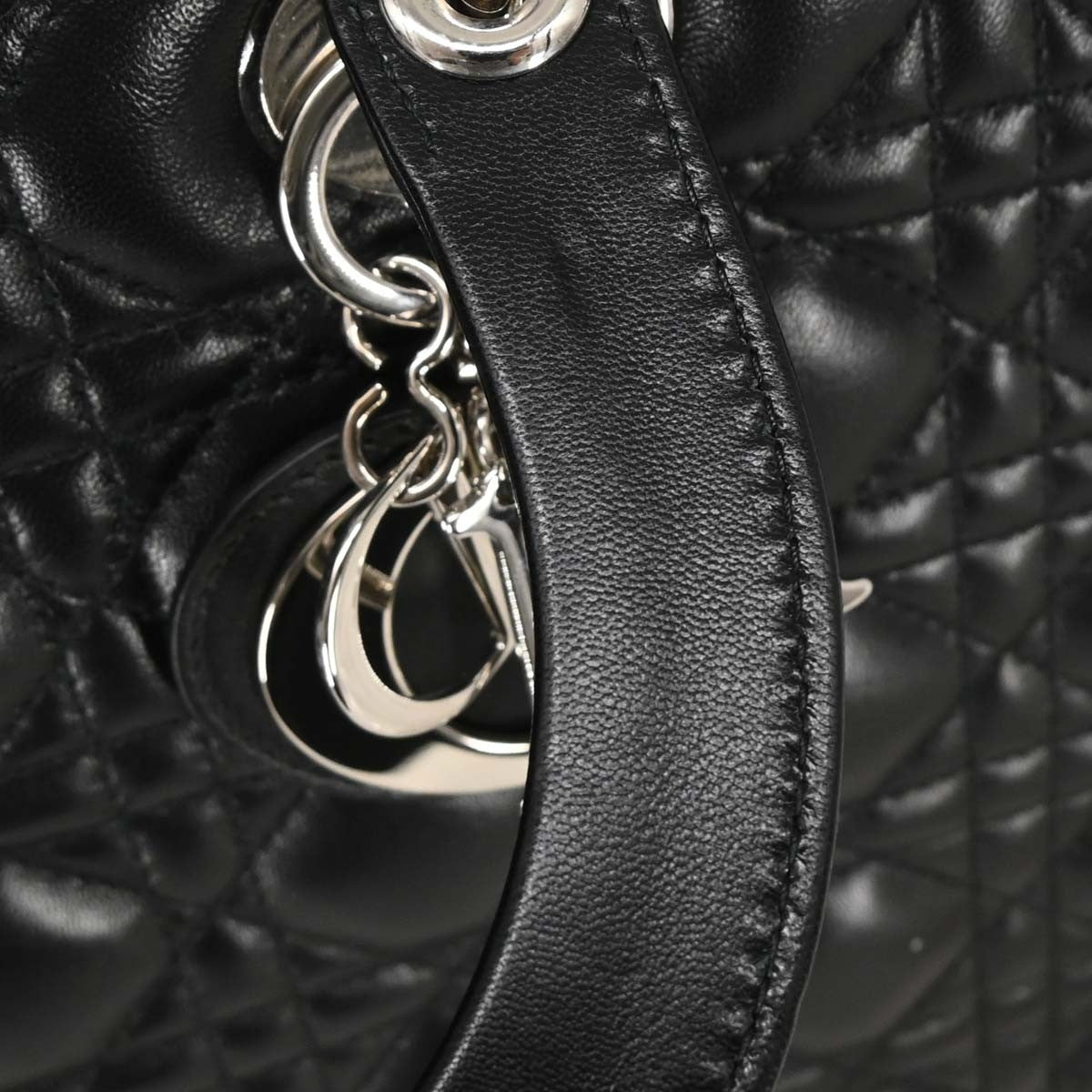 Christian Dior Black Lambskin Lady Dior Cannage 2way Handbag