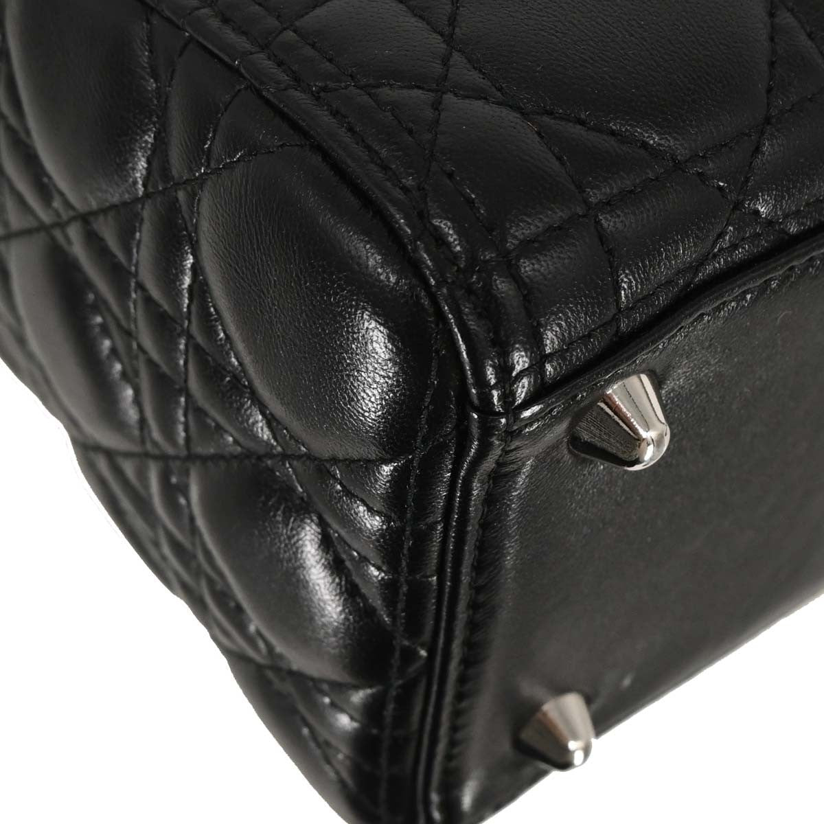 Christian Dior Black Lambskin Lady Dior Cannage 2way Handbag