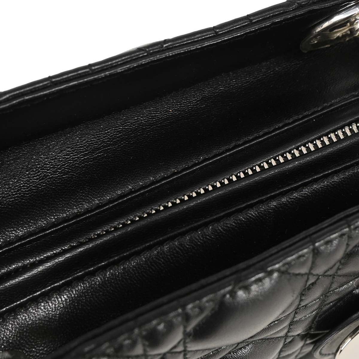 Christian Dior Black Lambskin Lady Dior Cannage 2way Handbag