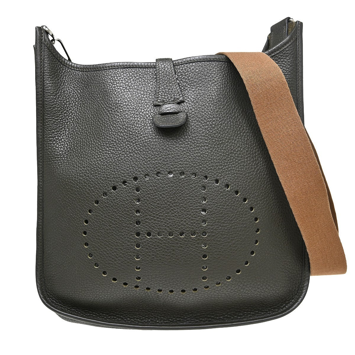 Hermès Vert Bronze Taurillon Clemence Evelyne 2 PM Shoulder Bag