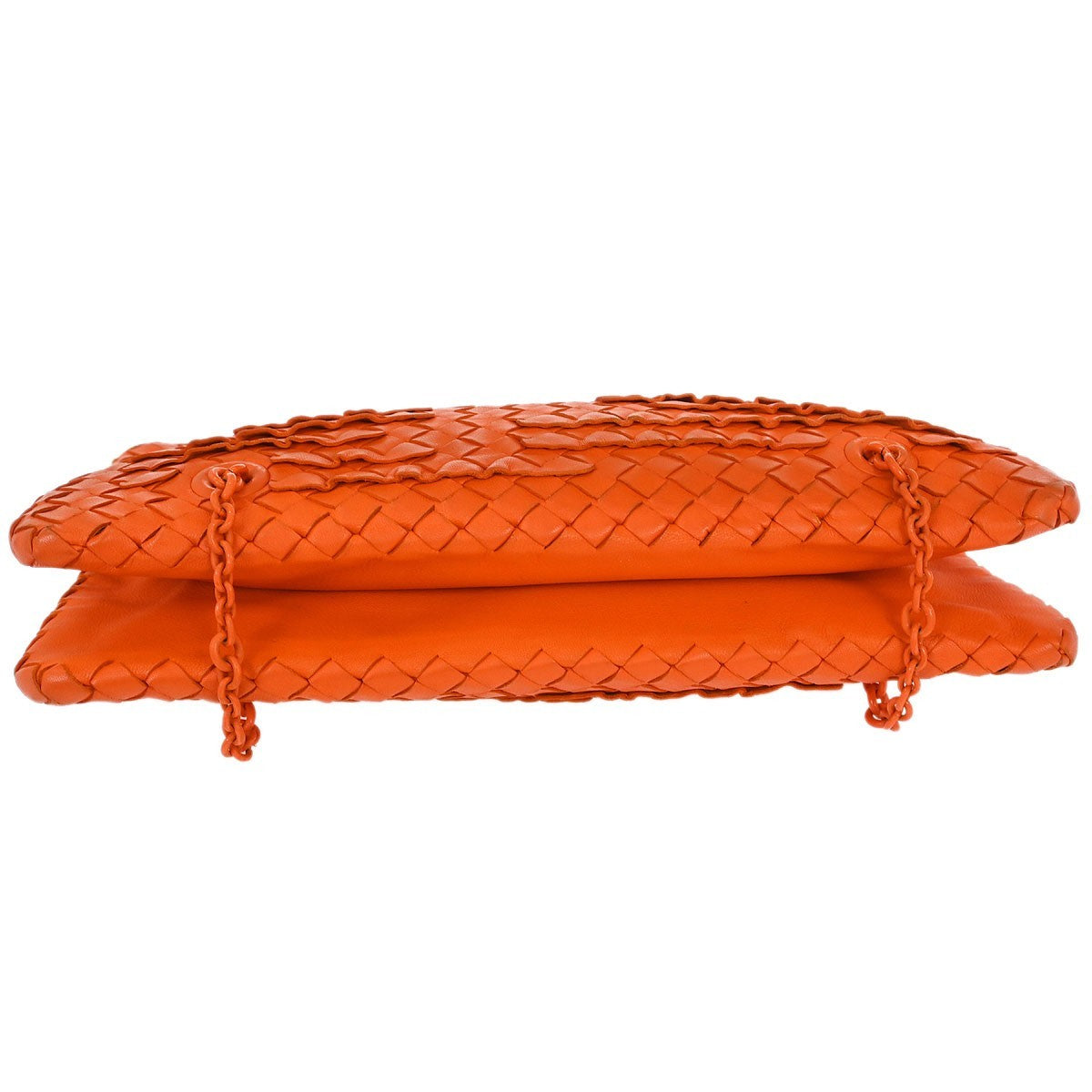 Bottega Veneta Orange Lambskin Intrecciato Shoulder Bag